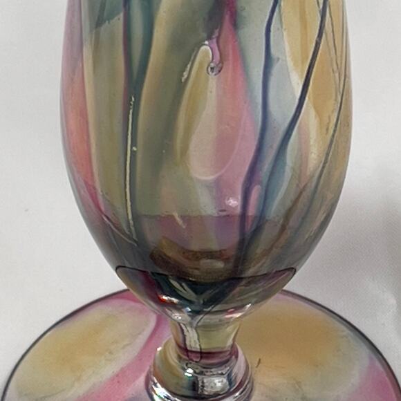 Rueven Nouveau Art Glass Co. Hand Painted Translucent Bud Vase 8" Tall - Picture 3 of 15